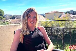 french blonde aurbeaur�al in lingerie shows off small waist while sucking queues