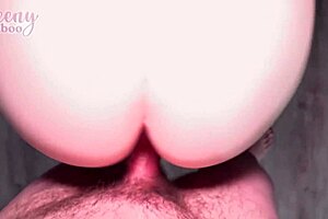 Sweet freckled Amber starts sensual encounter with blowjob, licking, and riding on bed in lingerie