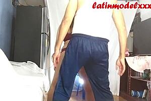 Sexy Big Ass Latina Model Posing In Lingerie Dancing And Touching Photographer's Cock From Another Angle