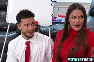 Step mom teams up with step son for an election-themed foursome that turns into a wild taboo family orgy with blonde and brunette milfs riding hard.