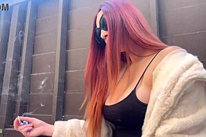 artemisia love the european milf with big tits had a solo smoking session outdoors