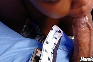 Hot stepmom, why are you sucking and slopping on this big cock to swallow cum in mouth?