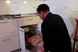 boss catches abby carter stealing money and responds with intense encounter including doggystyle and missionary positions.