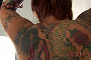 blackwidowxxx reveals her full body tattoos in a quick promo clip with big tits and ass