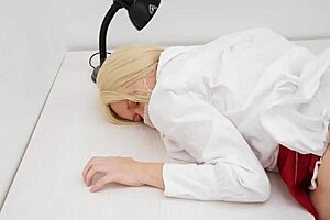 hot office milf in lingerie teases with foot fetish, giving footjob to boss before hardcore anal fucking and domination as secretary