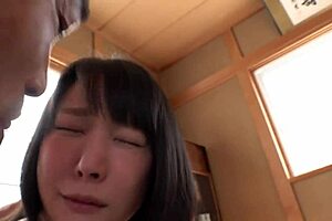 beautifull busty japanese milf with huge natural tits in bedroom scene