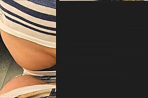 after a long work day he filled her tight pussy with creampie and left cum in her panties on the toilet