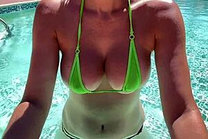 Italian MILF Artemisia Love wears micro bikini and shows her curves in public