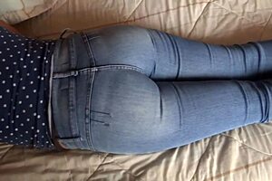 look at stepmoms big ass and hairy pussy while i cum on her used thongs she loves watching my handjobs compilation 😏