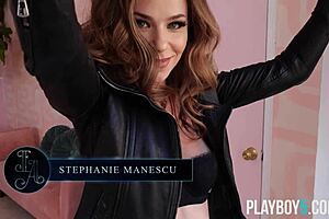 gorgeous milf centerfold model stephanie manescu goes solo for playboy, uh showing big natural tits