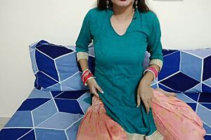 Hot beautiful milf bhabhi engages in roleplay with innocent devar in Indian scenario with clear Hindi audio.