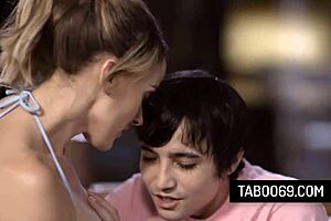 Oh man, hot milf stepmom Pristine Edge is seducing and fucking her stepson right on the couch! 🔥🛋️