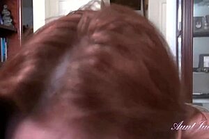 i'm auntjudys 48yr old texas amateur redhead natasha sucking your cock in pov style.