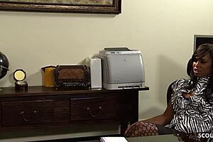 Black Ebony Female Boss Seduces Big Dick Boy For Interracial Anal Office Fuck