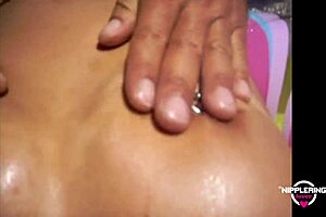 nippleringlover gets all horny and starts fucking outdoors right in the sea by the beach with her pierced nipples and stretched pussy lips on display