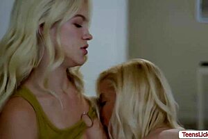 Busty teen 18+ and stepmom dive into passionate lesbian sex