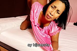 stepmom and stepson share bed for sex in bedroom, colombian athletic milf with tattoos gets anal creampie 🔥