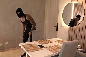 Masked Intruder Surprises Horny Young Woman Leading To Intense Interracial Encounter