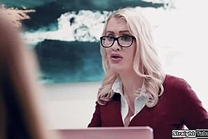 Blonde teen 18+ gets fingered by stepmoms boss in old and young 18+ cunilingus! Shaved pussy and small tits make it wild!