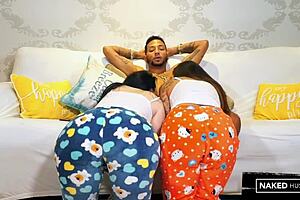 Who knew a pawg pajama party would turn into hardcore threesome with huge dick and wet pussy licking?