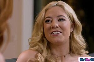 Is my first taste of pussy from busty stepmommy's shaved snatch during lesbian session?