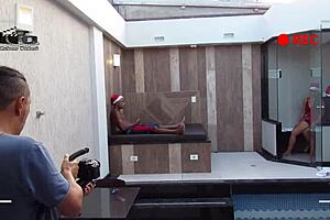 backstage footage from christmas scene recording with rubens badaro and wallif santos in brazilian setup