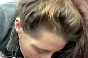 Watch this hooker suck every drop of cum from customer's dick after deepthroat blowjob!