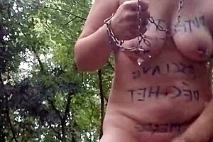 Esclave F In Forest Humiliation And Belt Punishment!