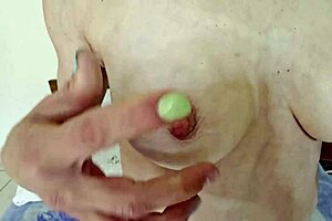 Showing Small Nipples And Saggy Milf Tits Close Up With Oil In Amateur Fetish POV