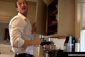 Perverted penis binds blonde milf Julia Ann and brunette Jessica Jaymes in his garage for domination and bondage fucking with blowjob and pussy licking.