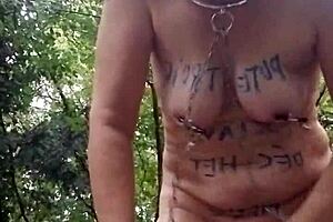 Esclave F In Forest Humiliation And Belt Punishment!