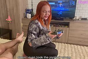 stepmom deylamoon's playing video games but then she fucks her stepson in s1e10. her big natural tits and pierced nipples make it so hot