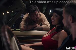 Huge boobs Latina wife gets kinky public sex with husband and stranger outdoors.