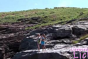 Tarra White eating her pussy at beach with intense licking and rimjob action!