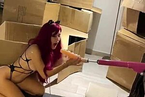 Why Does This Huge Dildo Sex Machine Pound Deep Throat on Teen 18+ Cat Girl? Hardcore Fetish Blowjob with Monster Toy Sucking!