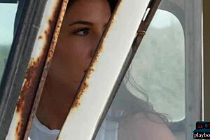 petite portugese milf carmen nikole strips sensually outdoors, clothes ripping off her small tits 😏