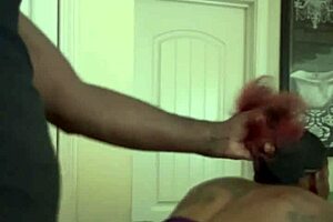 Amateur couple does hair pulling backshots with big cock pounding bent over pussy for juicy creampie cumload.
