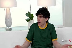 i catch teen jerking off so as step mom i offer big tits milf solution with curvy ass help