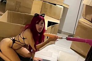 Why Does This Huge Dildo Sex Machine Pound Deep Throat on Teen 18+ Cat Girl? Hardcore Fetish Blowjob with Monster Toy Sucking!