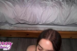 Teen Molly Little Gets Her Shaved Pussy Licked And Fucked By Stepdad Before Dinner. Cute Petite Babe Enjoys Taboo Creampie In Kitchen!