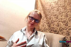 Suggestive Russian Milf Teases Pussy with Banana