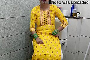 Intriguing indian step mother gets fucked by step son in dirty washroom with hindi audio and creampie close up