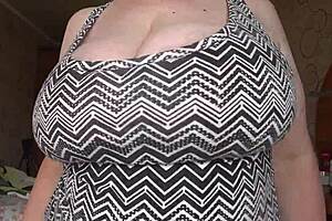 Big Gorgeous Tits Swing in Close-Up with Curvy Milf's Saggy Plump Belly