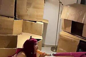 Why Does This Huge Dildo Sex Machine Pound Deep Throat on Teen 18+ Cat Girl? Hardcore Fetish Blowjob with Monster Toy Sucking!