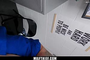 Officer catches thief Crystal Taylor for strip search in security office - MilfThief 😲