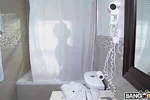 I caught my stepmom in lingerie and we had a secret blowjob session with cumshot on her big tits