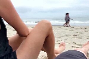 Lazy milf on beach wakes up to fat big cock pounding her ass in outdoor creampie