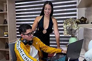 madrastra latina with perfect big ass rides her nerd stepson's big cock for the first time and squirts everywhere 😈🍑💦