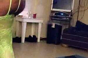 Whoa, check out my bug booty cousin dancing naked with big tits and ebony ass shaking!