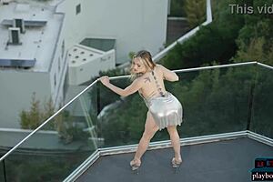 I love how big ass milf blonde anna claire clouds gets fully naked stripping on the balcony for a teasing solo show